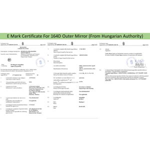 E Mark Certificate (From Hungarian Authority) 